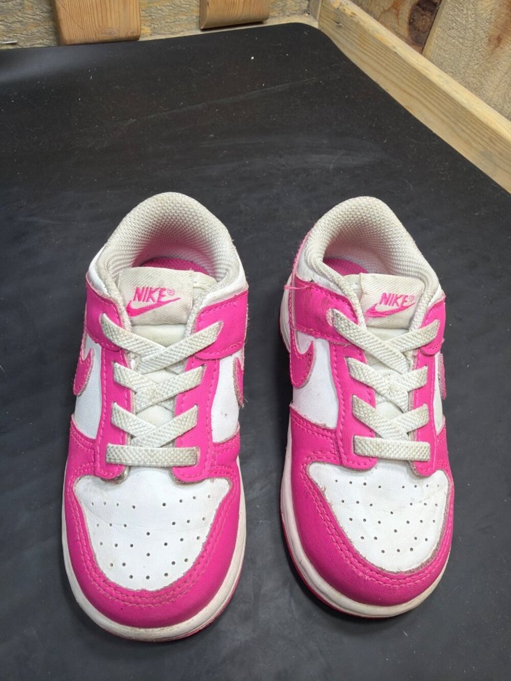 Nike Dunk Low Toddler Girls Shoes Pink White FB9107-102 Size 7.5C / EUR 25 - Picture 3 of 8